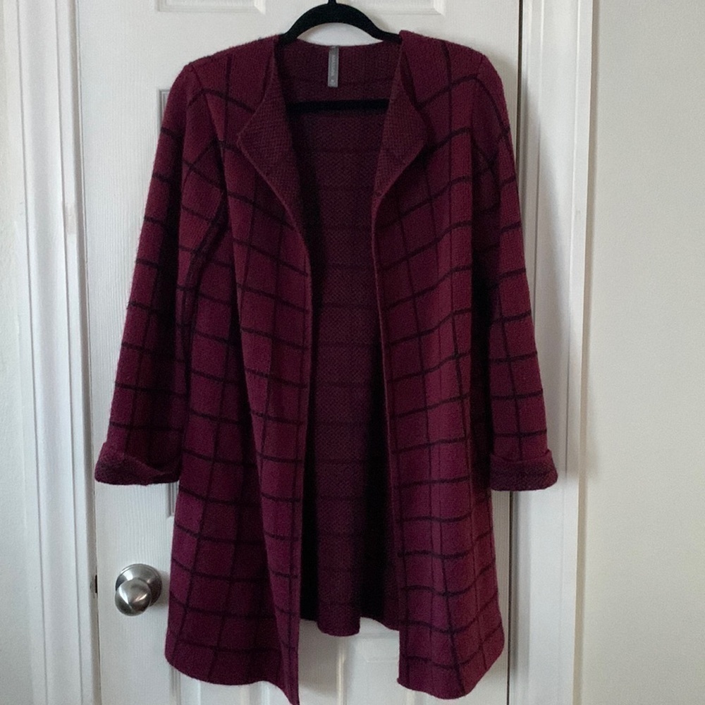 MASSINI Long Wine & Black Cardigan Siza M